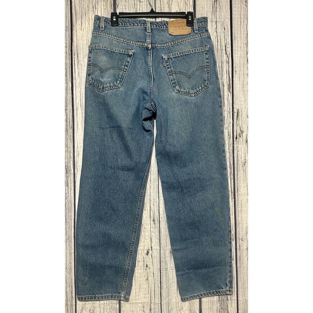 Levi's 550 Jeans Men 34x30 Medium Wash Solid Relaxed Fit Vintage 90s Tapered Leg